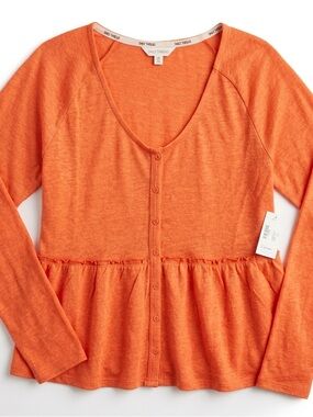 Daily Thread | NWT Burnt Orange Peplum Button-Down Top - Large